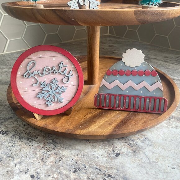 Handmade Frosty Winter Tiered Tray Decor (Tray Not Included) - Picture 4 of 11